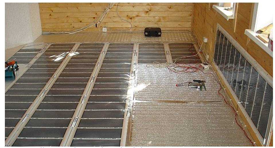 Монтаж электрического теплого на деревянный пол