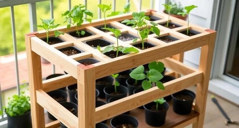 Как сделать стеллаж для рассады на балконе с подсветкой