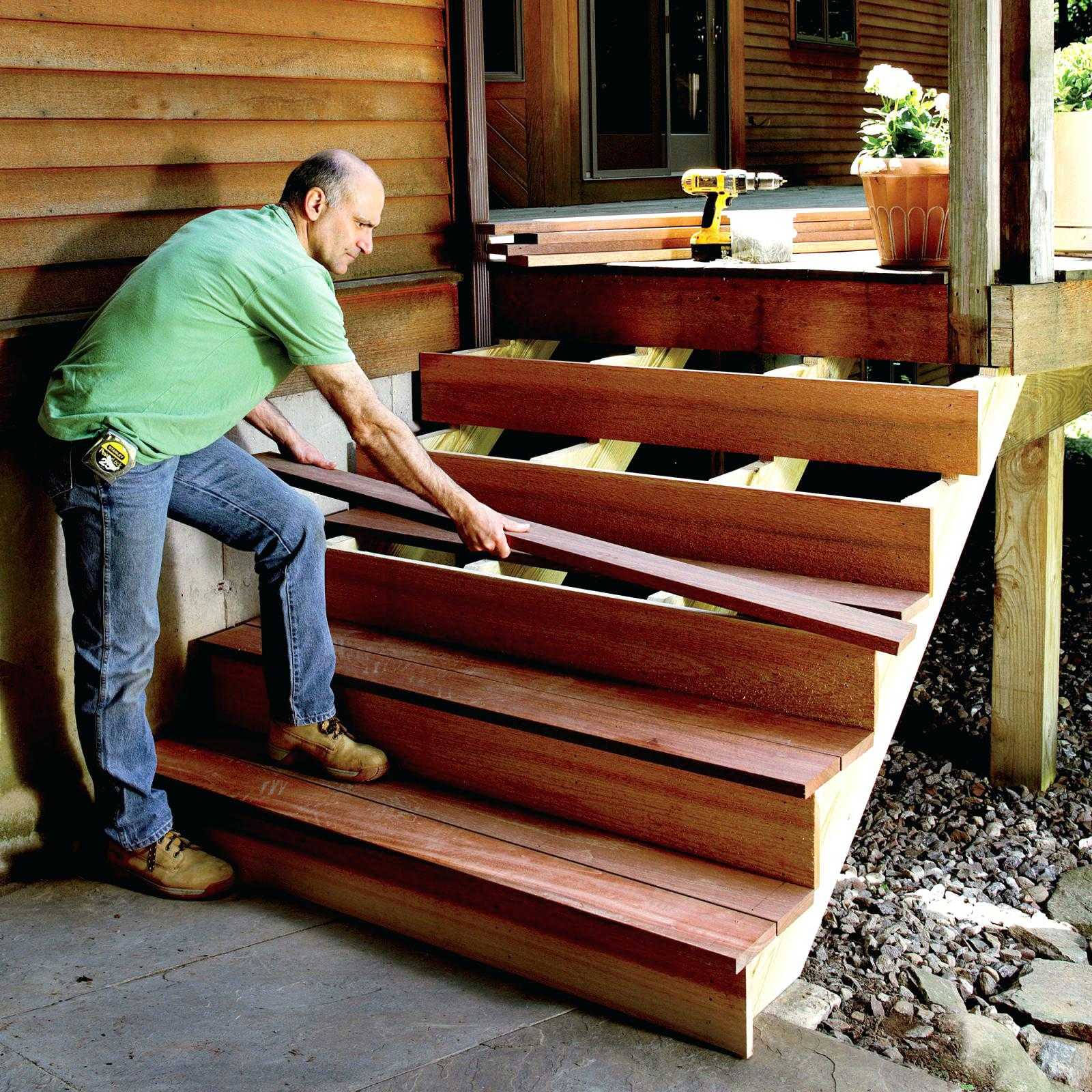 Лестница из дерева на террасу своими руками: особенности строительства и рекомендации