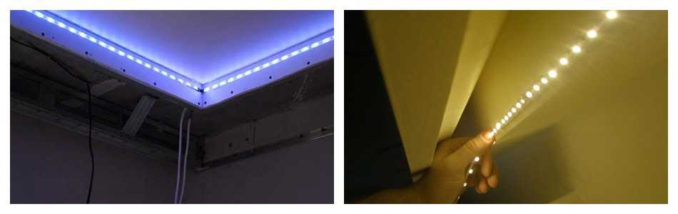 Светодиодная лента под натяжным потолком: инструкция по самостоятельному монтажу, сопроводительное видео и фото