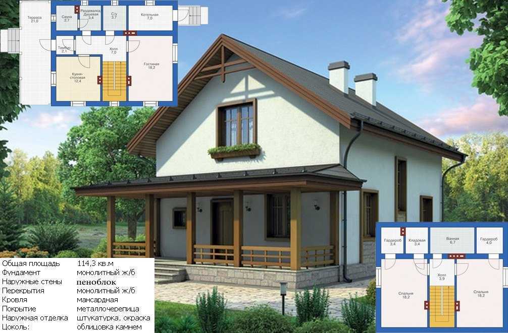 Проекты простых домов из пеноблоков с мансардой: особенности здания и рекомендации по строительству